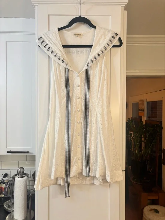 For Love and Lemons Rosie Ribbon Embroidered Cotton Mini Sundress in white - Picture 4 of 8